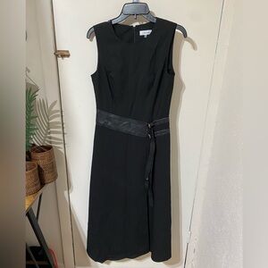 Calvin Klein Leather Wrap Sleeveless MIDI long Dress size 4 NWOT